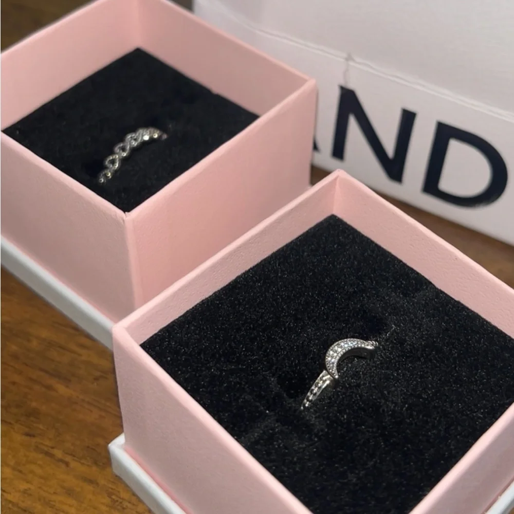 Stunning heart and moon pandora pinky ring bundle (size 4.5) - Picture 4 of 6